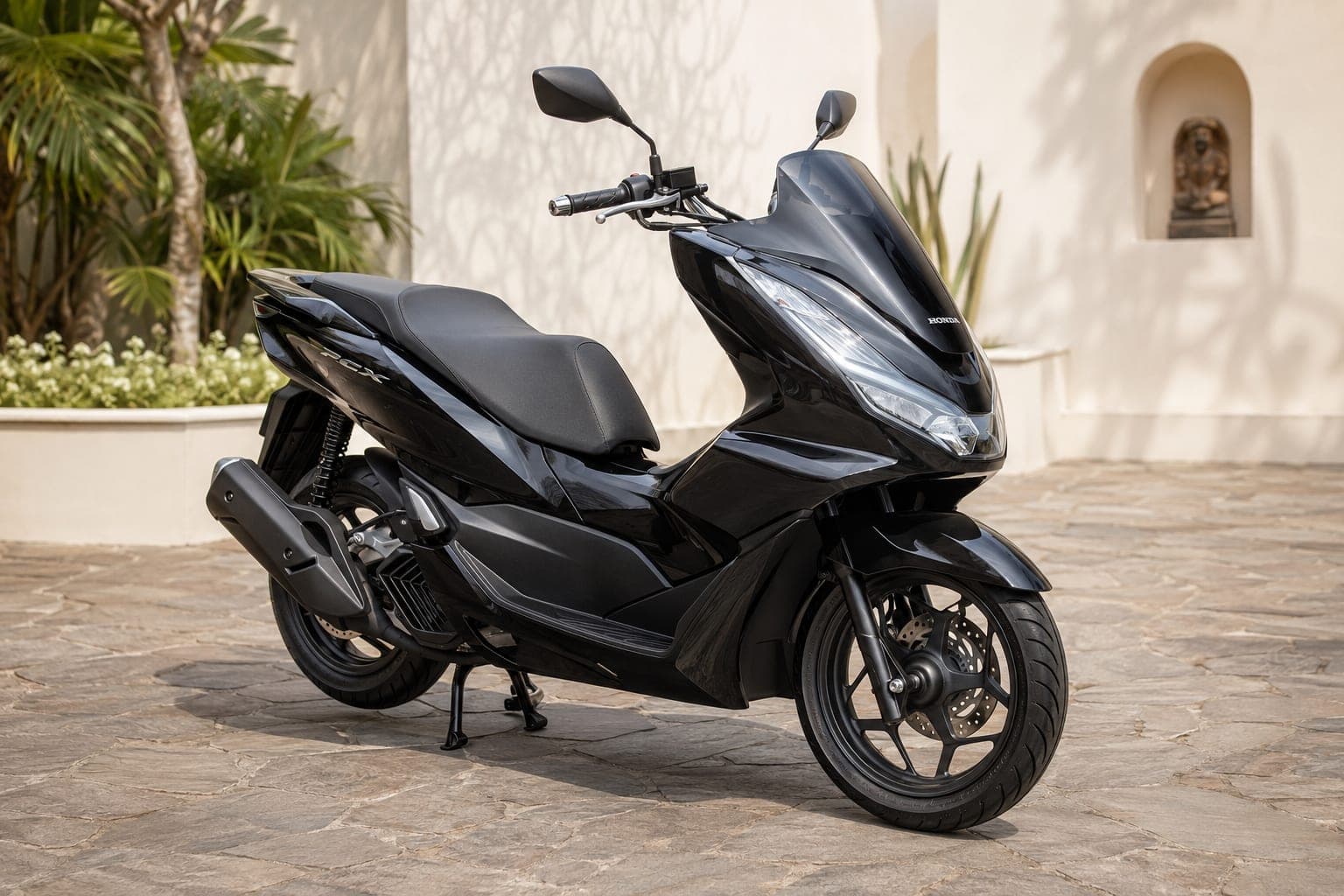 Honda PCX 160 premium automatic scooter in black, available for rent in Bali