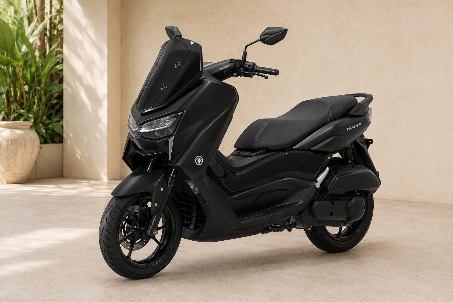 Yamaha NMAX 155 automatic scooter in black, available for rent in Bali