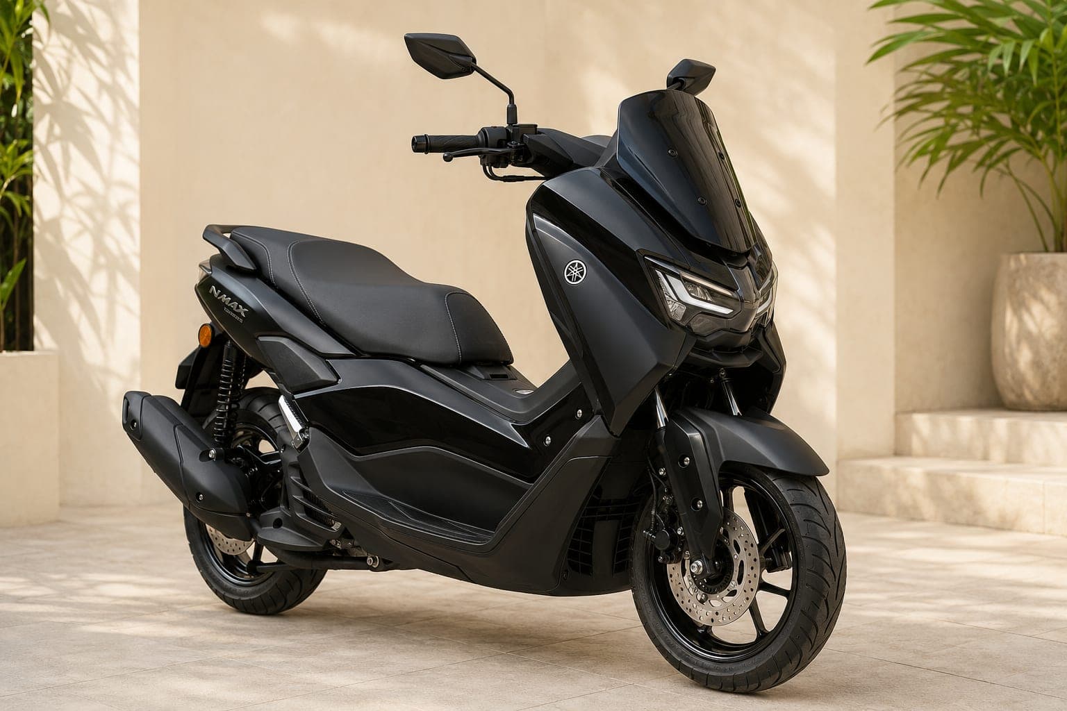 Yamaha NMax Neo 155 automatic scooter in black, available for rent in Bali